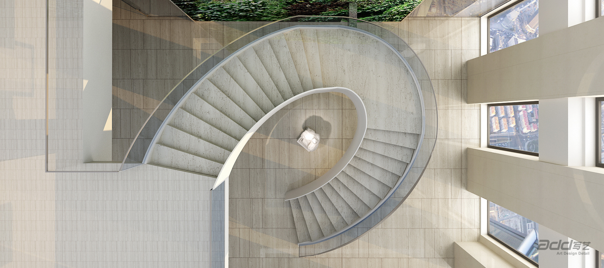 盛源集团办公楼空间设计 楼梯效果图-pc